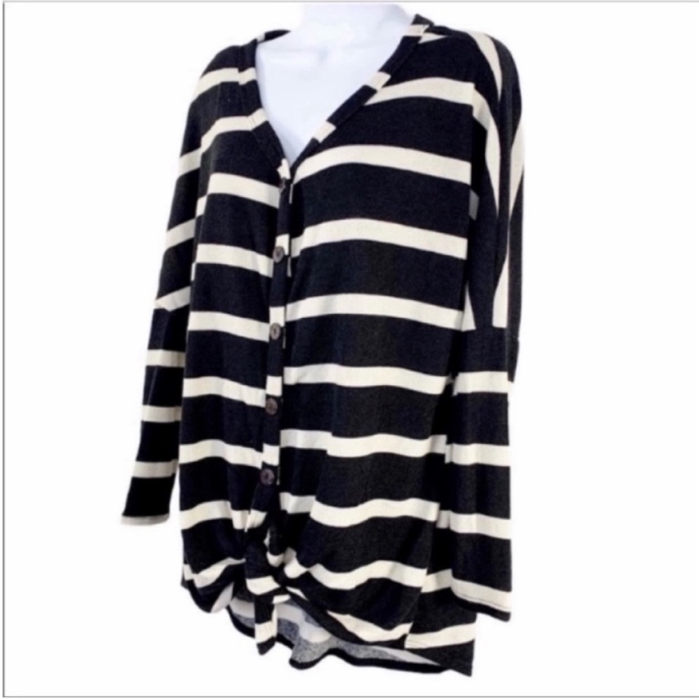 12 PM BY MON AMI striped button down tunic top M - Picture 4 of 8